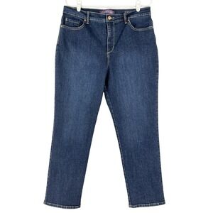 Gloria Vanderbilt Women's Stretch Blue Denim Jeans Size 16S Straight High Rise